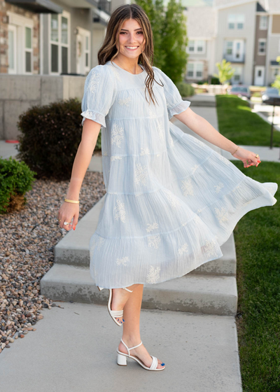 Short sleeve soft blue dress