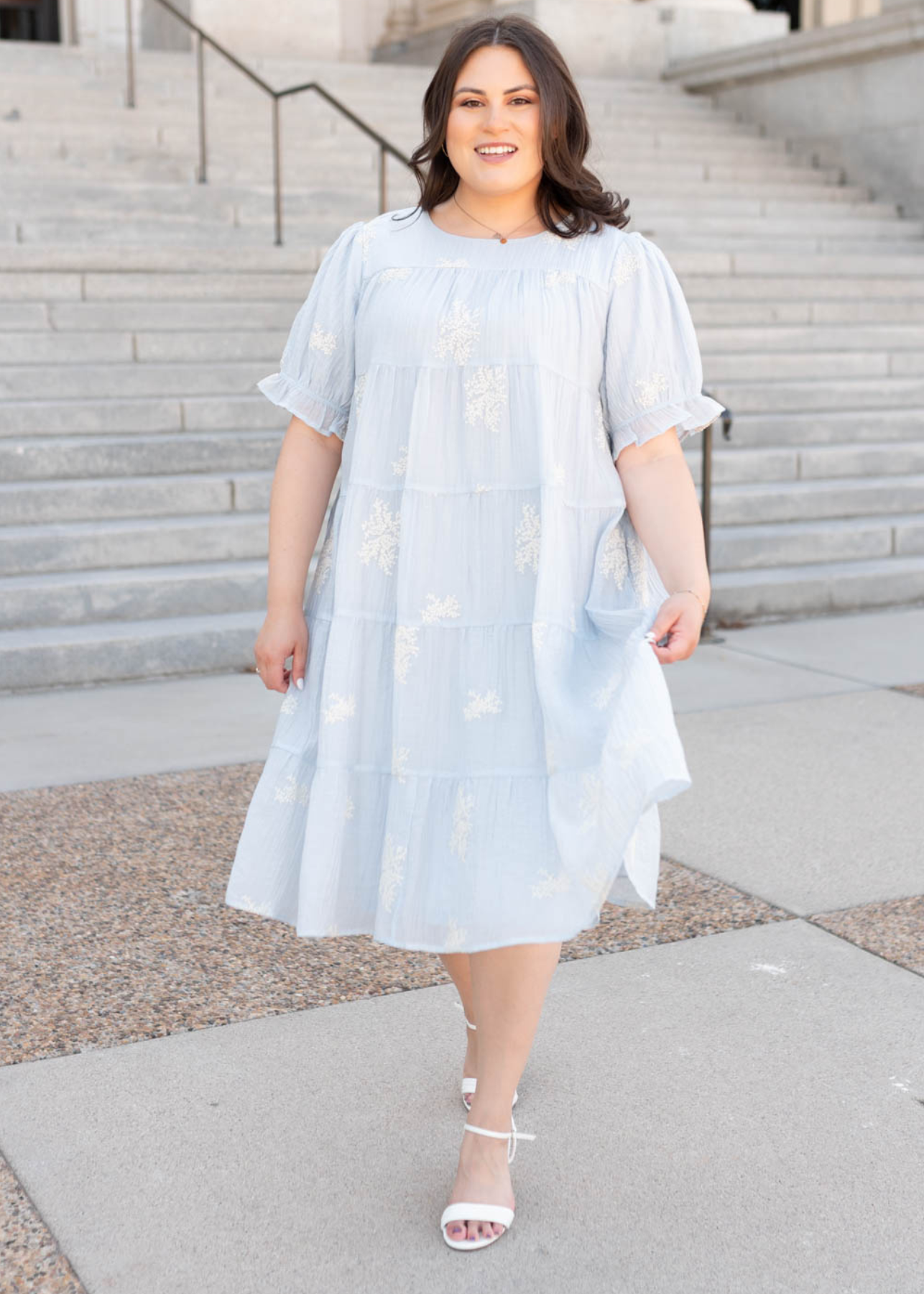 Plus size soft blue dress