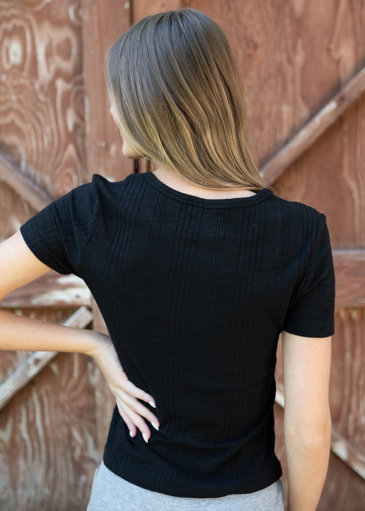 Anabella Black Ribbed Top | Lena Layne