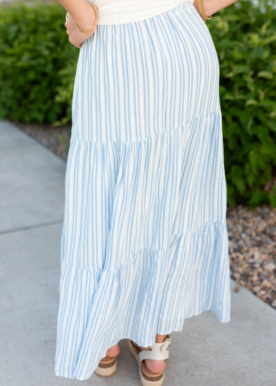Back view of the blue pinstripe skirt