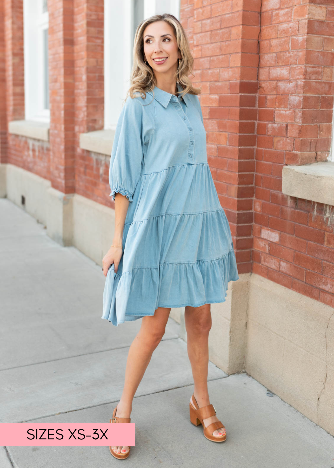 Lena Lou chambray tiered dress