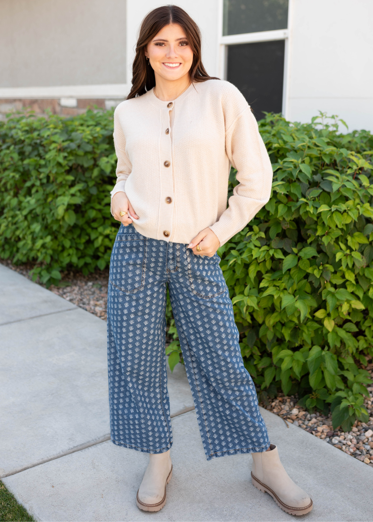 Denim pattern pants