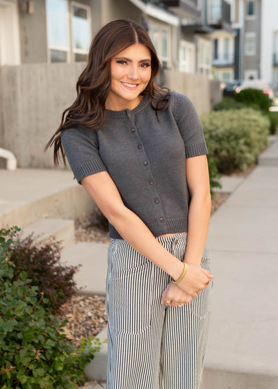 Button up charcoal sweater