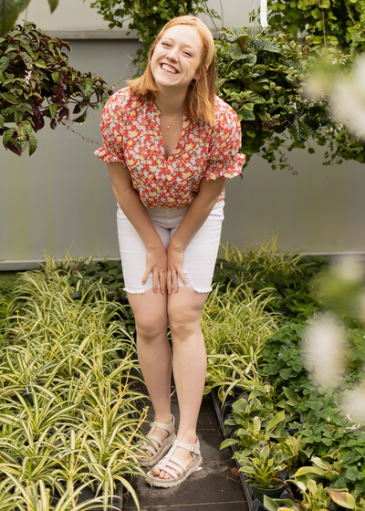 Medium red floral top