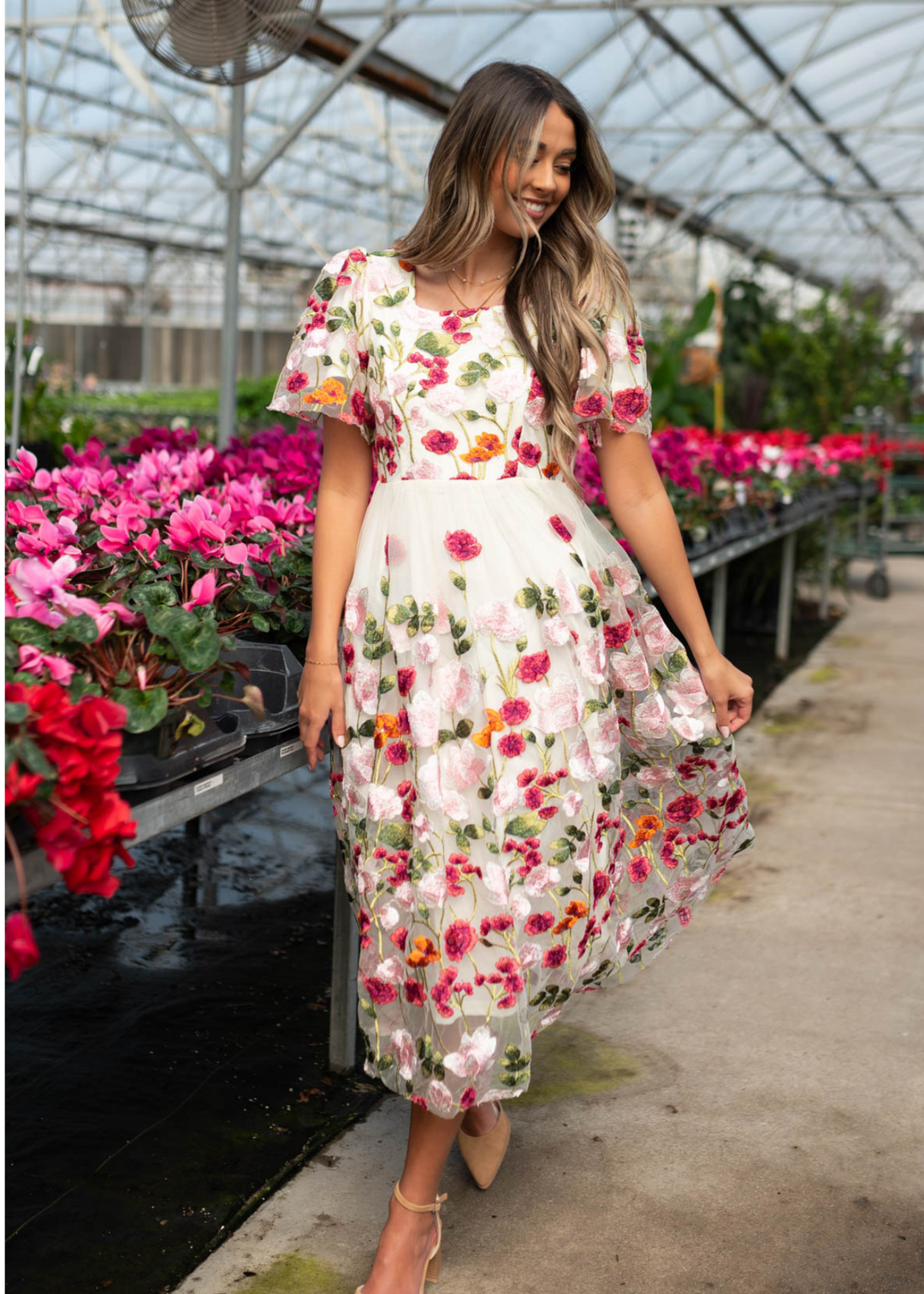 April Magenta Floral Embroidered Mesh Dress TeaNRose – My