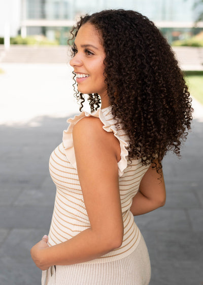 Ashley Taupe Striped Top