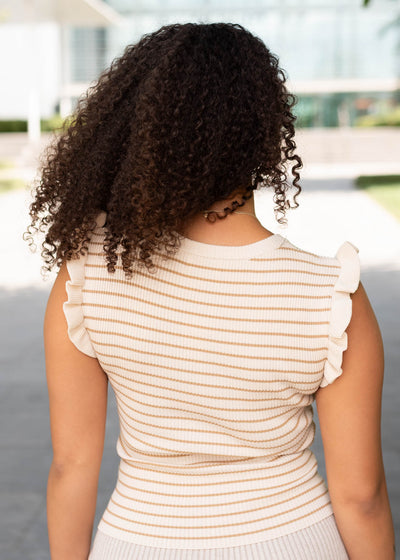 Ashley Taupe Striped Top