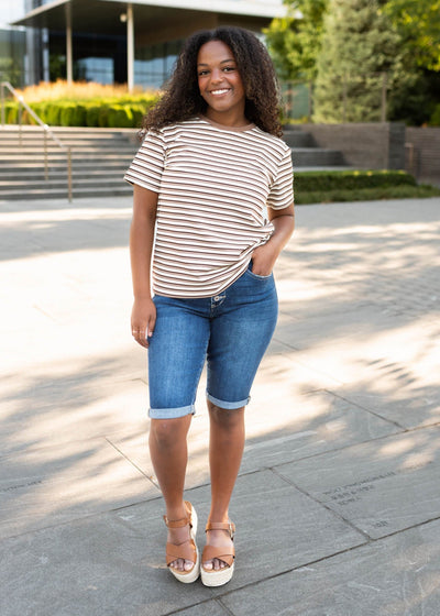 Aspen Brown Striped Top