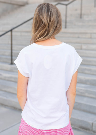 Back view of the the white tee shirt