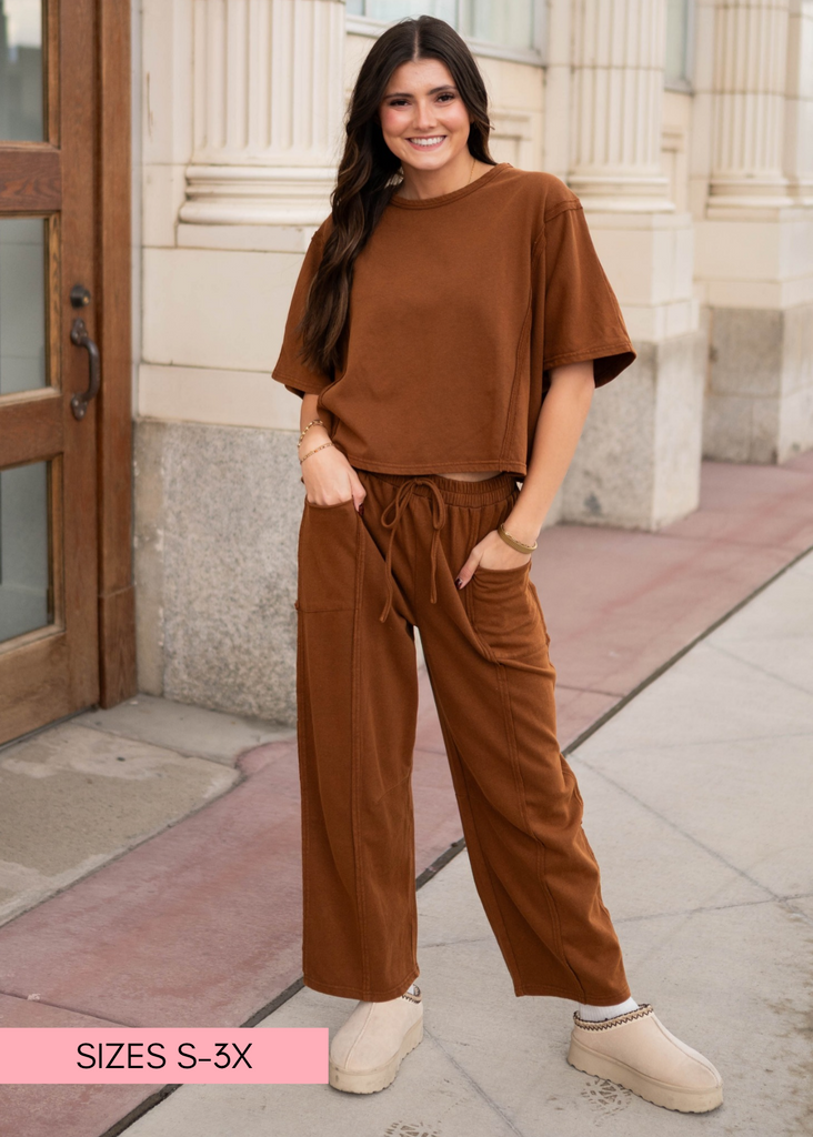 Aubrey Cinnamon Elastic Waist Lounge Pants – Lena Layne