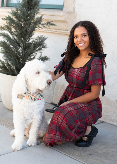 Aubrey Red Plaid Bow Dress