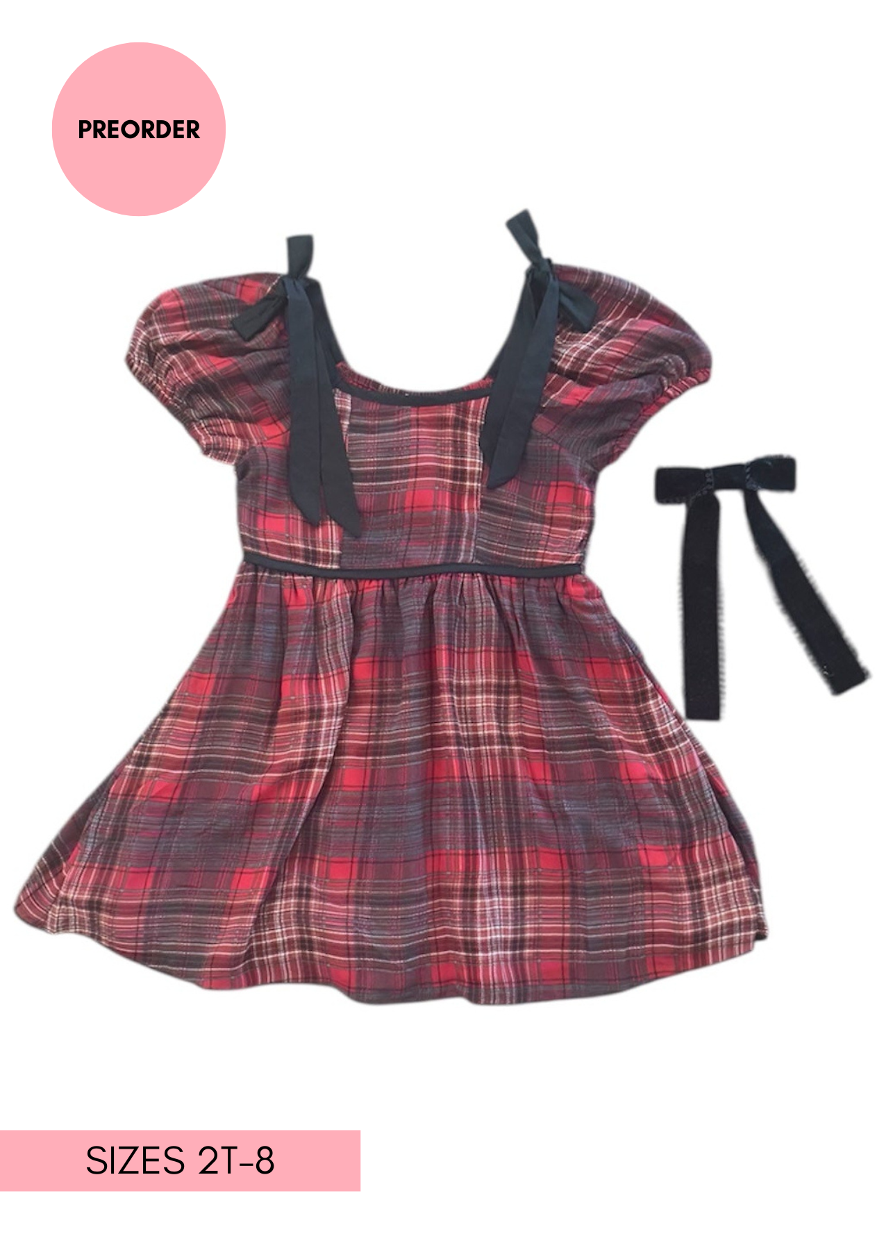 Aubrey Red Plaid Bow Little Girl Dress