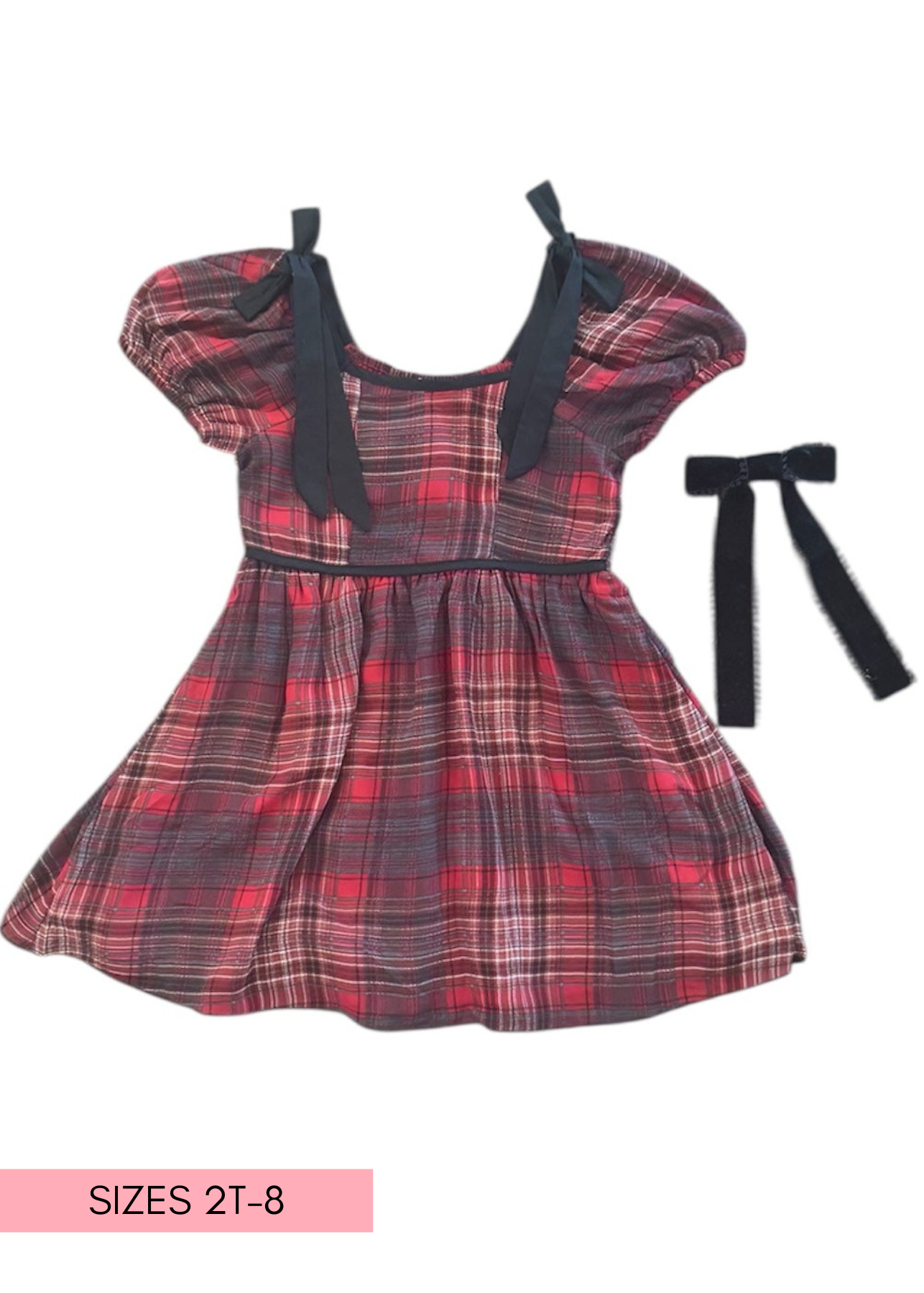 Aubrey Red Plaid Bow Little Girl Dress