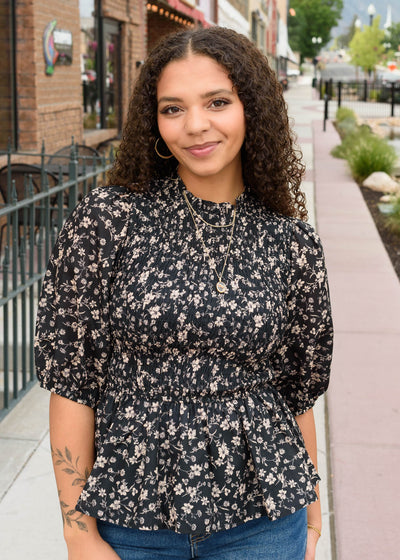 Audrey Black Floral Top