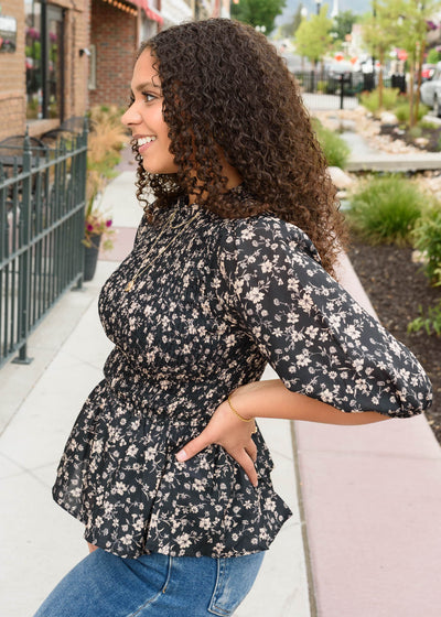 Audrey Black Floral Top
