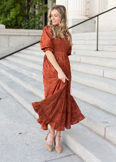 Lena & Lou exclusive sienna smocked dress with tiered skirt