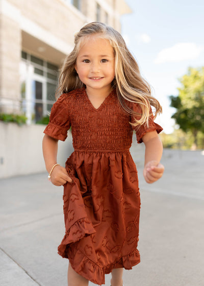Short sleeve sienna smocked little girl dress by Lena & Lou