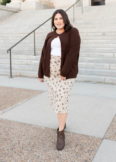 Ayala Natural Floral Pencil Skirt