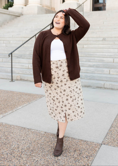Ayala Natural Floral Pencil Skirt