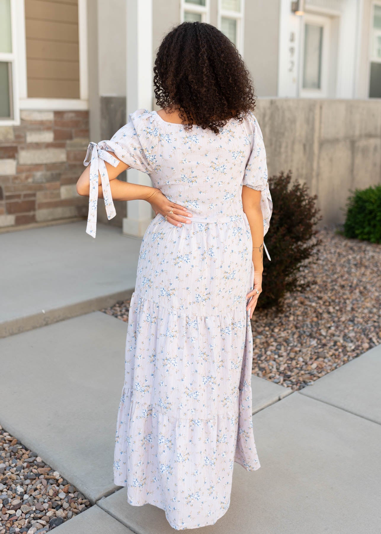 Back view of the lavender floral dress
