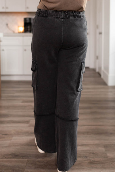 Back view of black pants