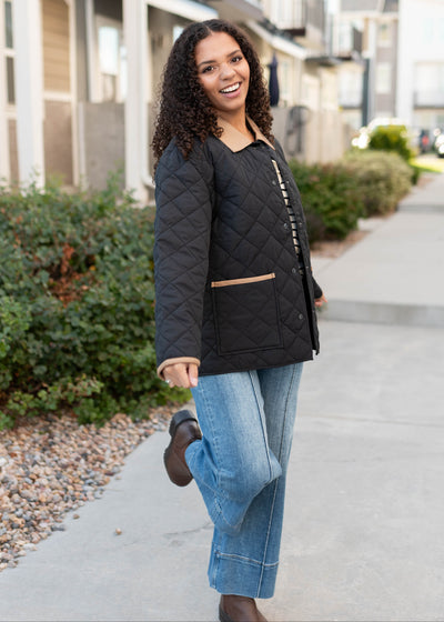 Kaelynn Black Quilted Puffer Jacket
