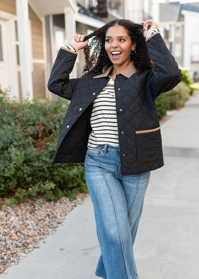 Kaelynn Black Quilted Puffer Jacket