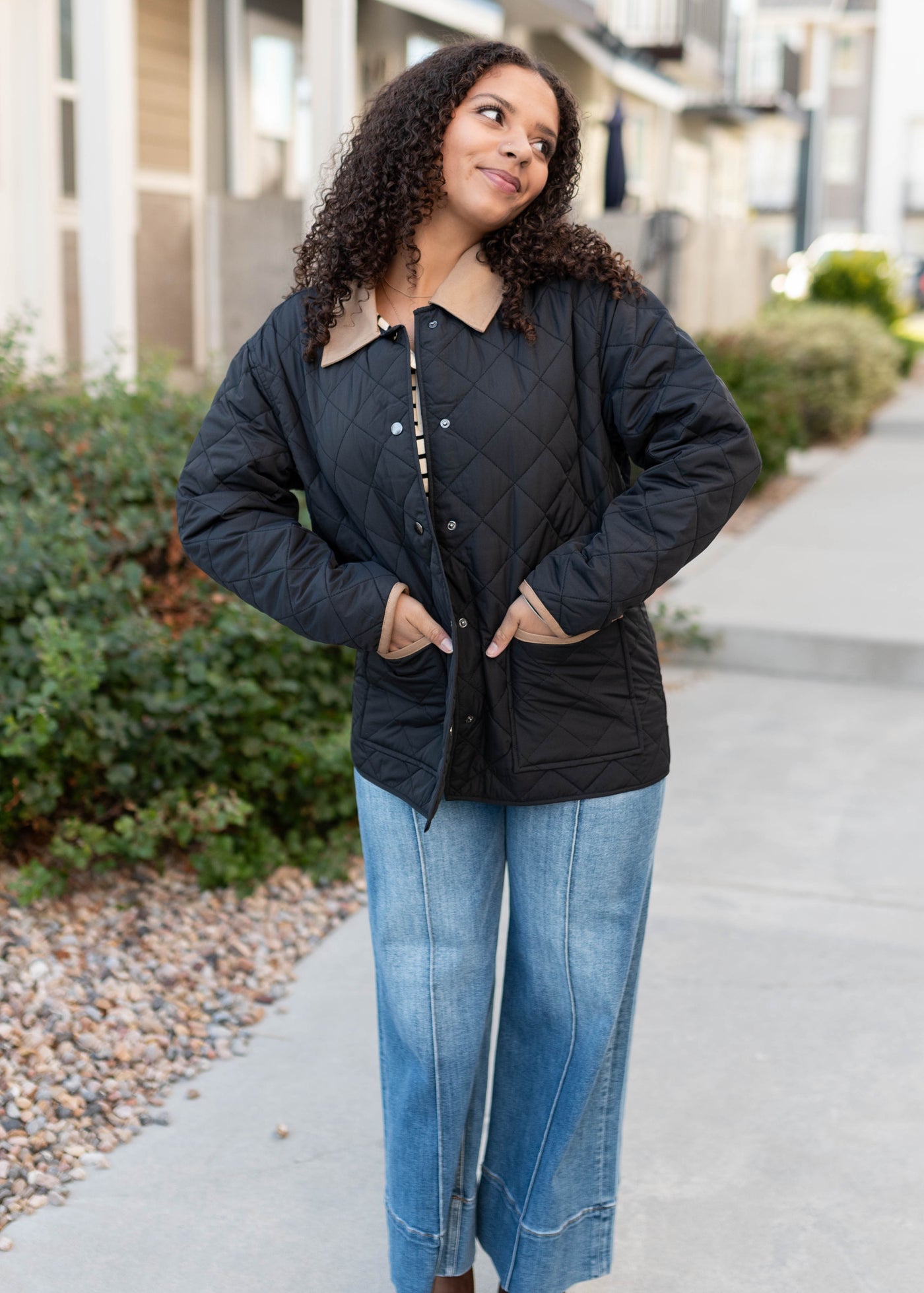 Kaelynn Black Quilted Puffer Jacket