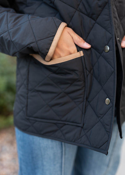 Kaelynn Black Quilted Puffer Jacket