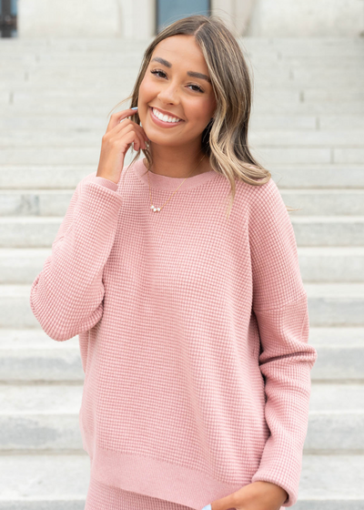 Long sleeve blush pink sweater