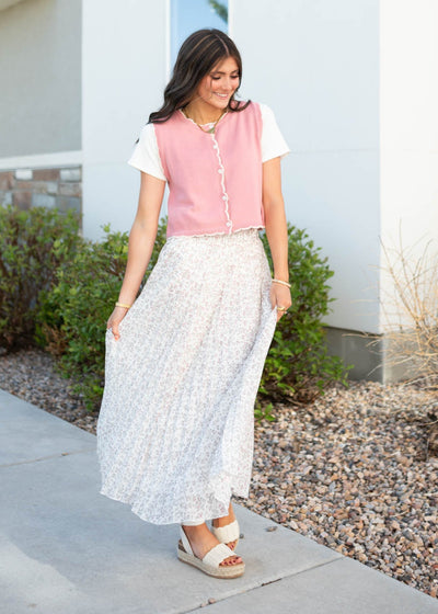 Button up dusty rose sweater vest
