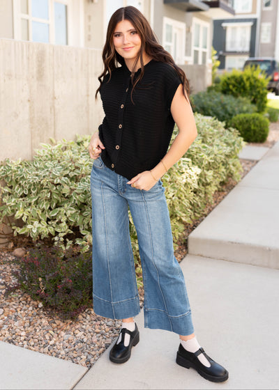 Bridget Black Button Down Sweater