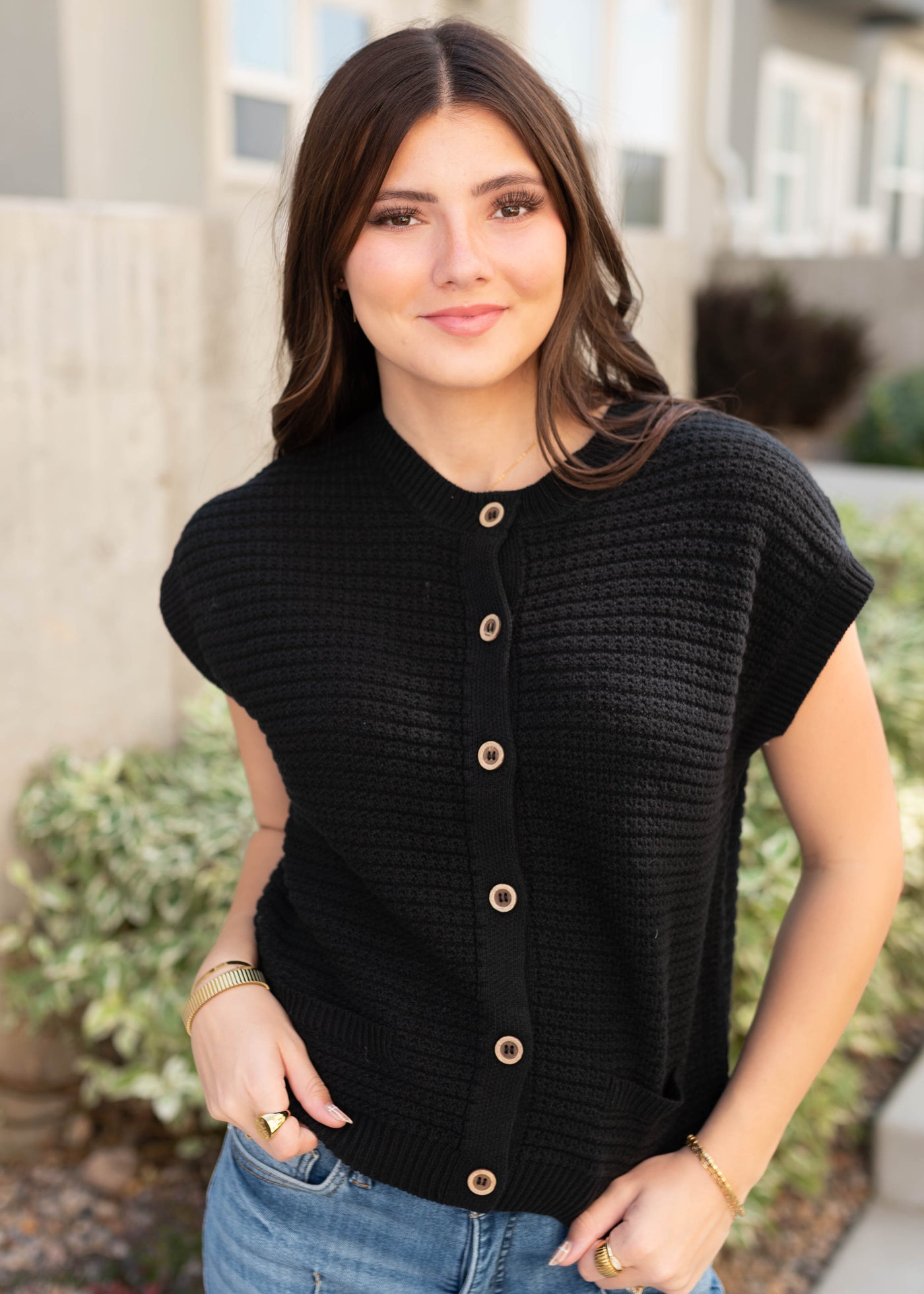 Bridget Black Button Down Sweater
