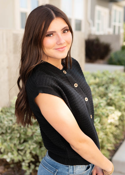 Bridget Black Button Down Sweater