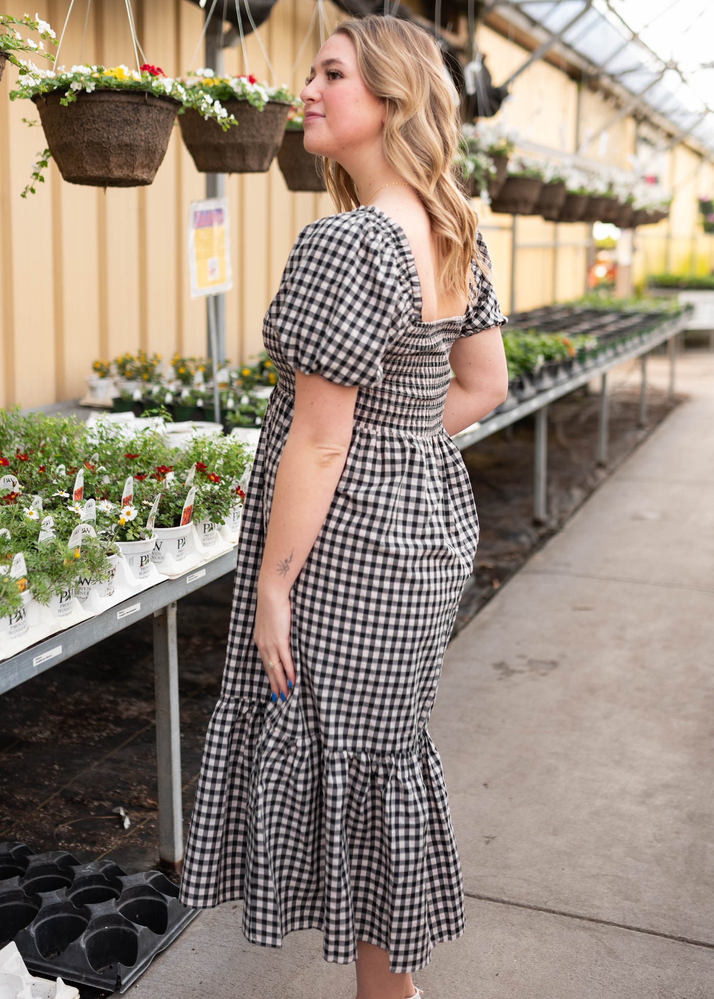 black gingham dress Bridget - Smocked Bodice & Ruffle Neckline Sassy Simply add your favourite 2026 Cute Cocktail Party Size (FR):42