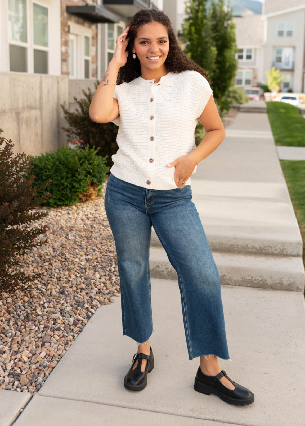Cream button down sweater