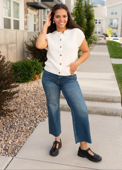 Cream button down sweater