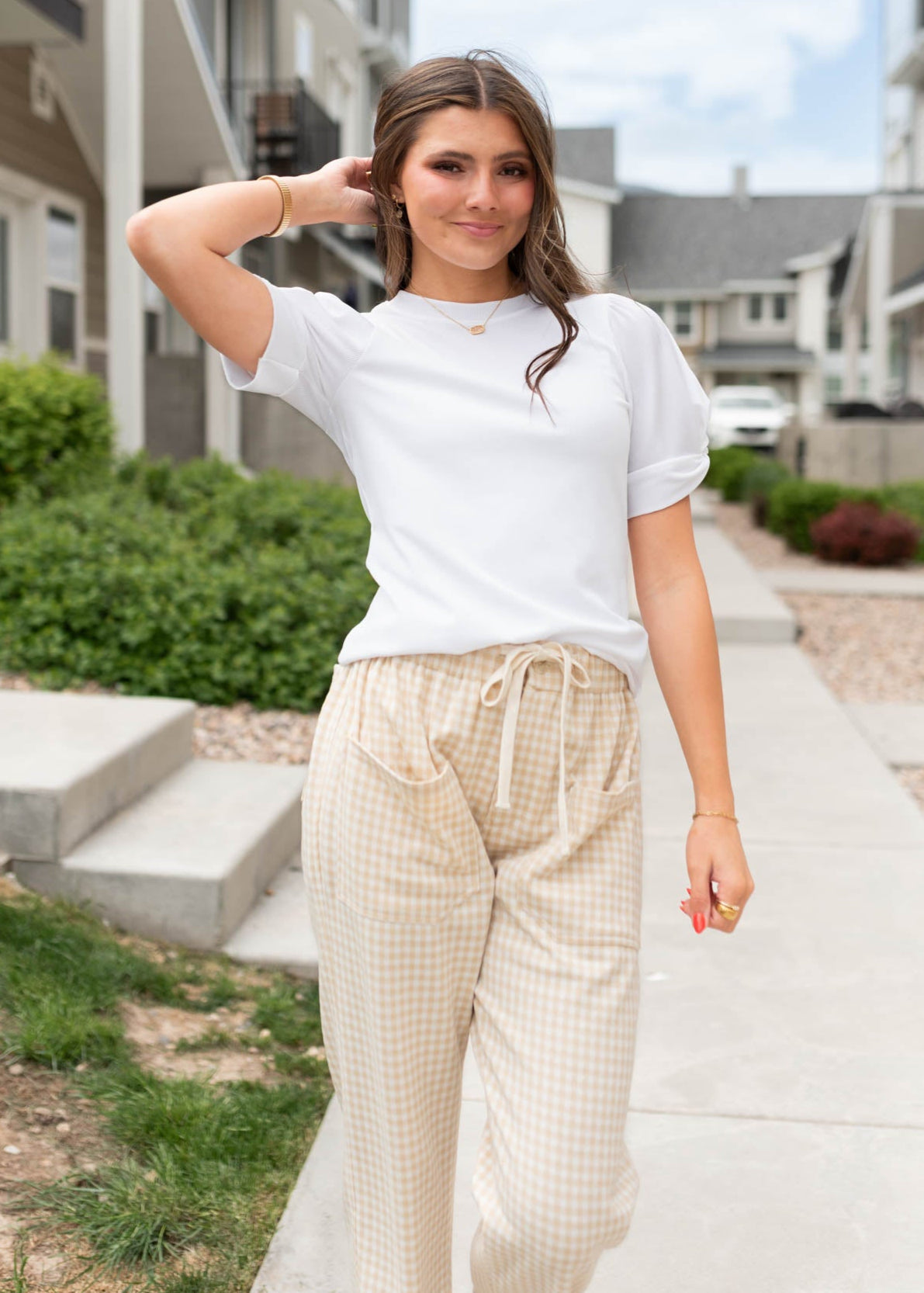White puff sleeve top with short sleeves