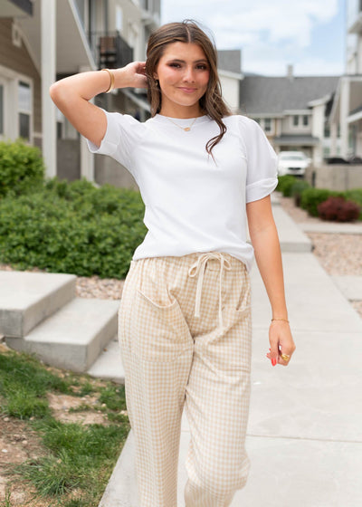 White puff sleeve top with short sleeves