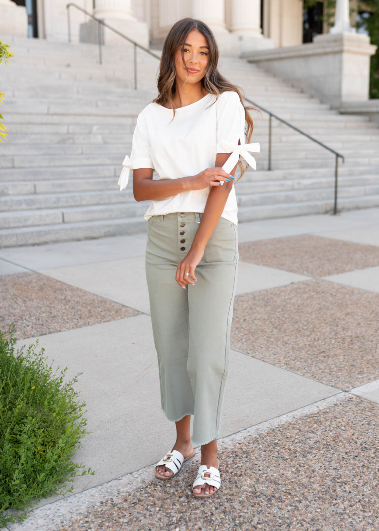 Brielle White Bow Top