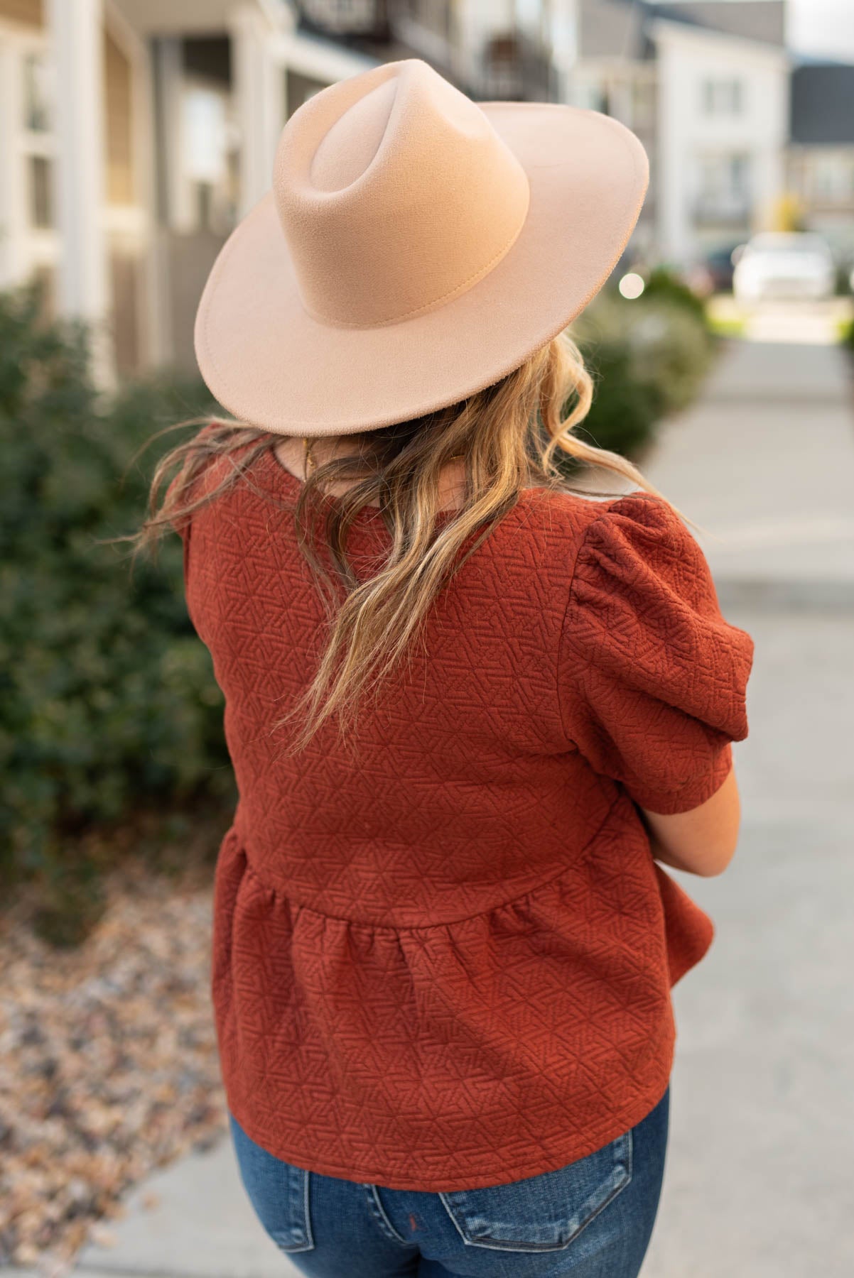 Back view of a auburn tiered shirt
