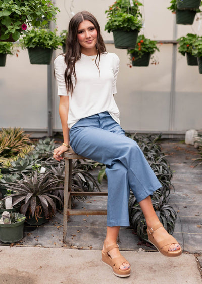 Ivory ruffle sleeve top