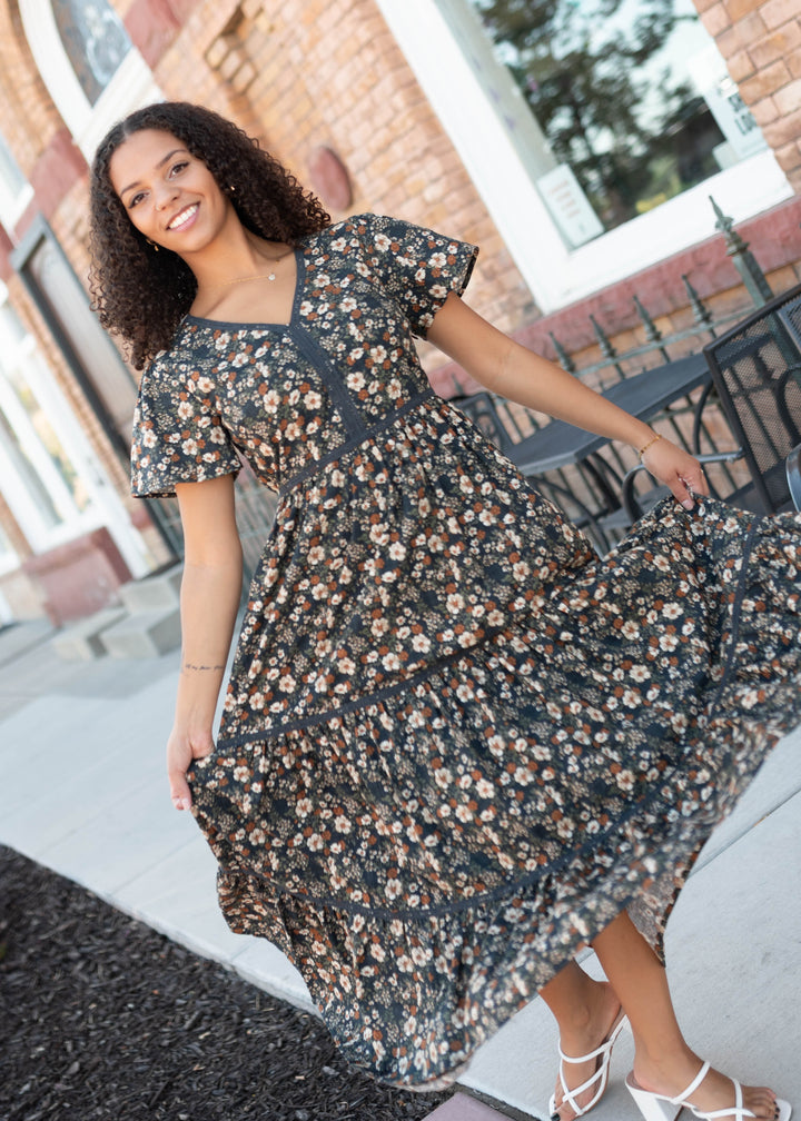 Brooke Taylor Multi Color Floral Tiered Maxi Dress | Lena Layne