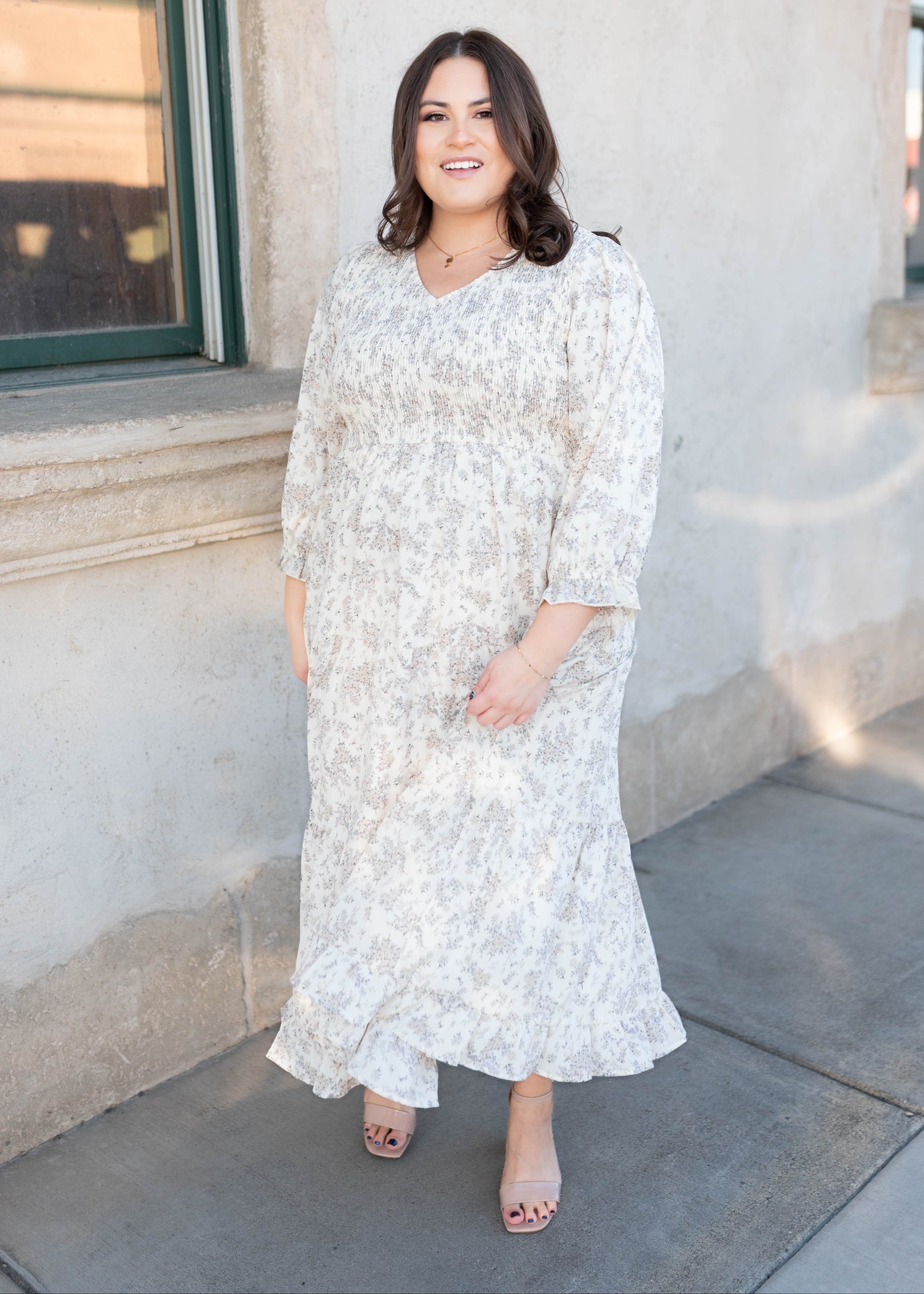 Lena & Lou plus size ivory floral dress
