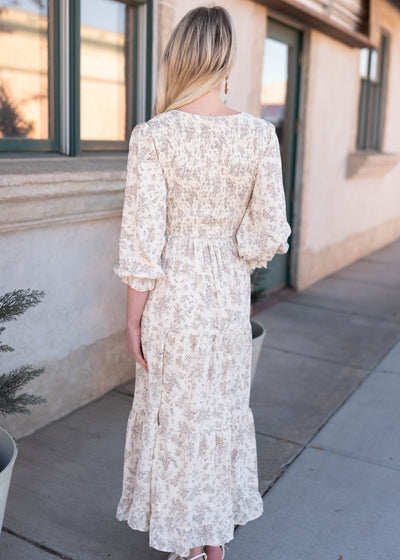 Back view of the ivory floral dress
