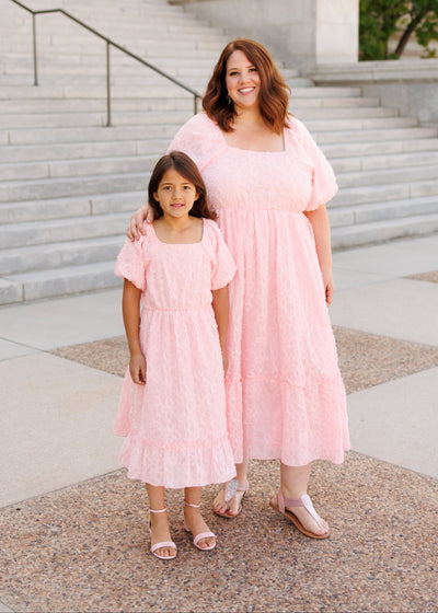 Carlee Pink Floral Textured Dress