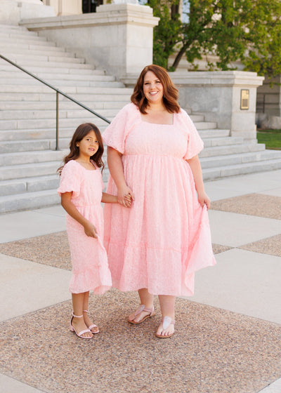 Carlee Pink Floral Textured Dress