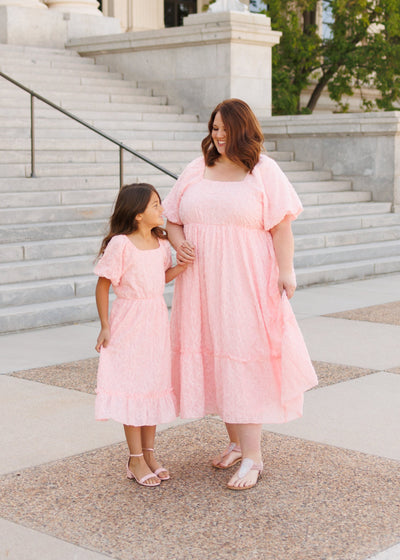 Carlee Pink Floral Textured Dress