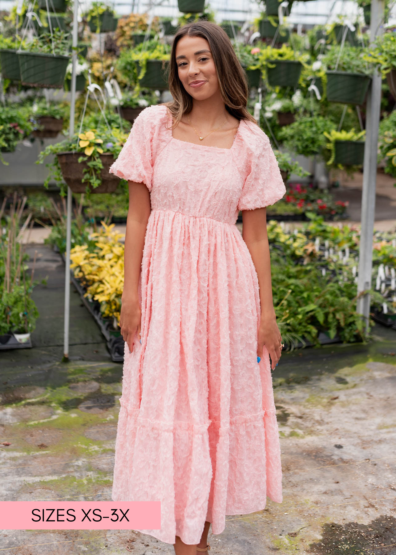 Pink floral textured dress