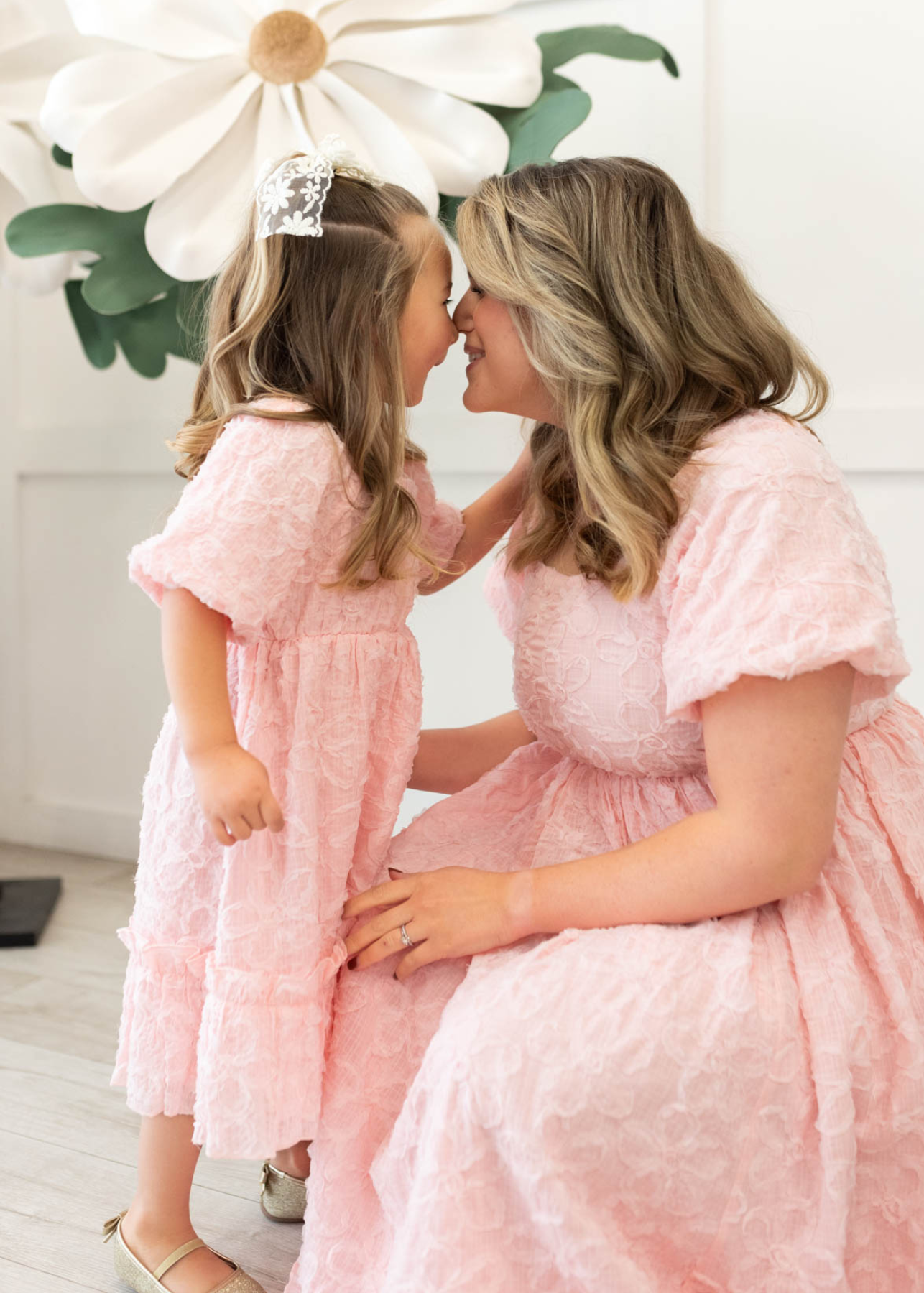 Carlee Pink Floral Textured Little Girl Dress